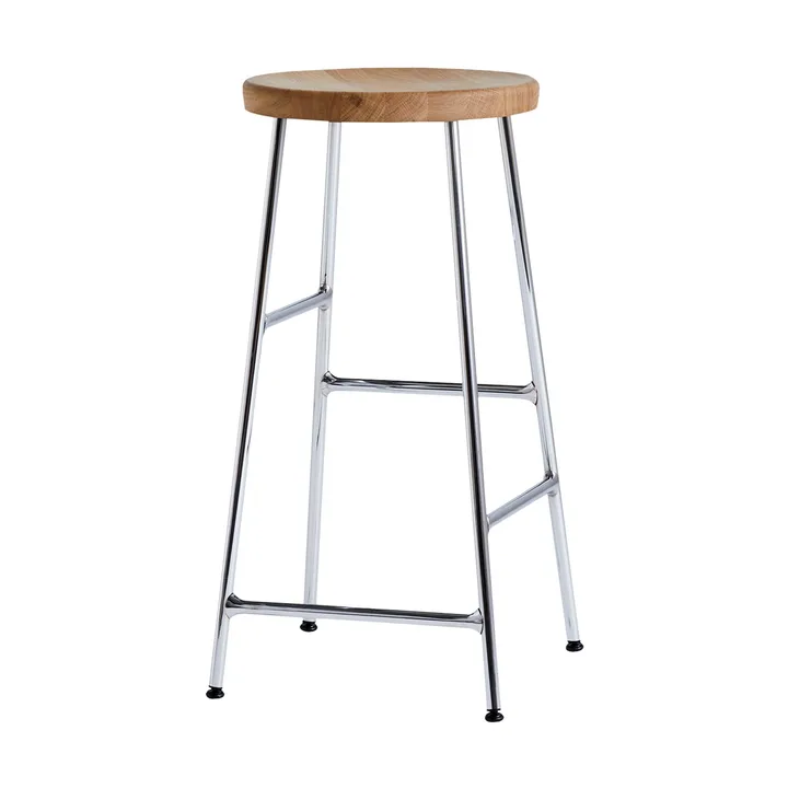 Cornet ronde barkruk 65 cm - Oiled oak-chrome - HAY