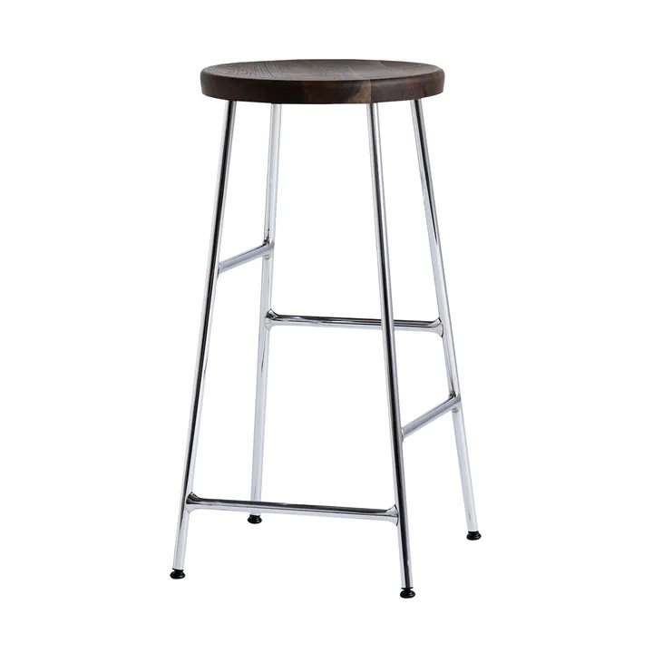 Cornet ronde barkruk 65 cm - Smoked oiled oak-chrome - HAY