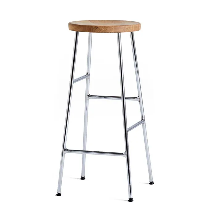 Cornet ronde barkruk 75 cm - Oiled oak-chrome - HAY
