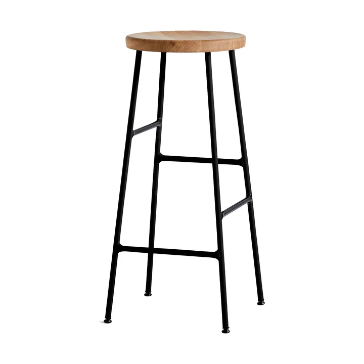 Cornet ronde barkruk 75 cm - Oiled oak-soft black - HAY