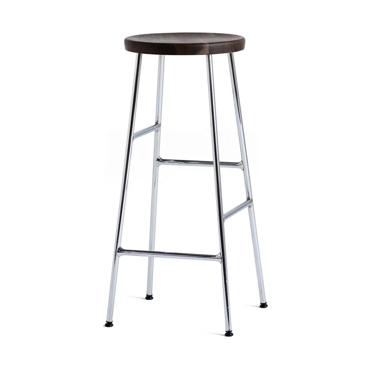 Cornet ronde barkruk 75 cm - Smoked oiled oak-chrome - HAY