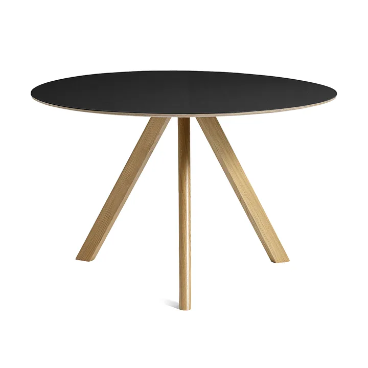 CPH20 2.0 eettafel Ø120 cm - Black linoleum-gelakt eiken - HAY