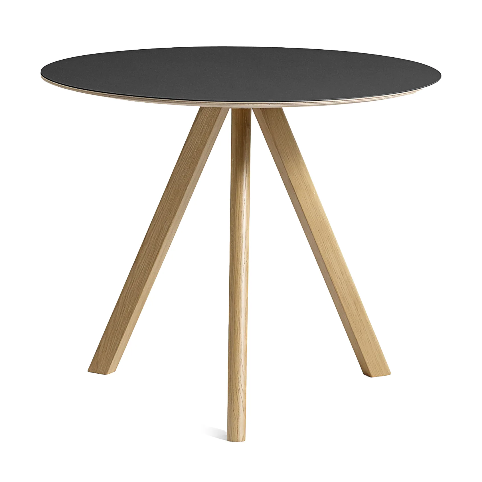 CPH20 2.0 eettafel Ø90 cm, Black linoleum-gelakt eiken HAY