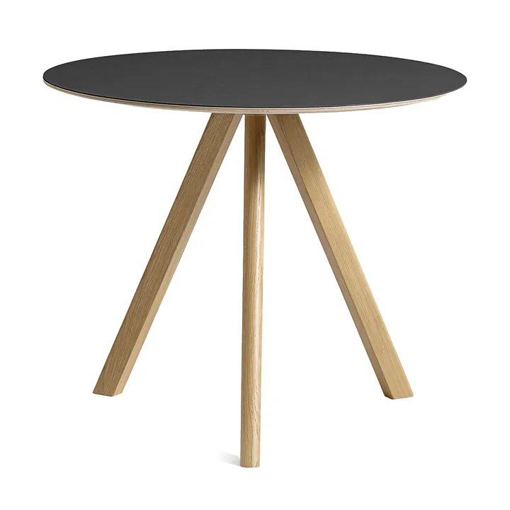 CPH20 2.0 eettafel Ø90 cm - Black linoleum-gelakt eiken - HAY