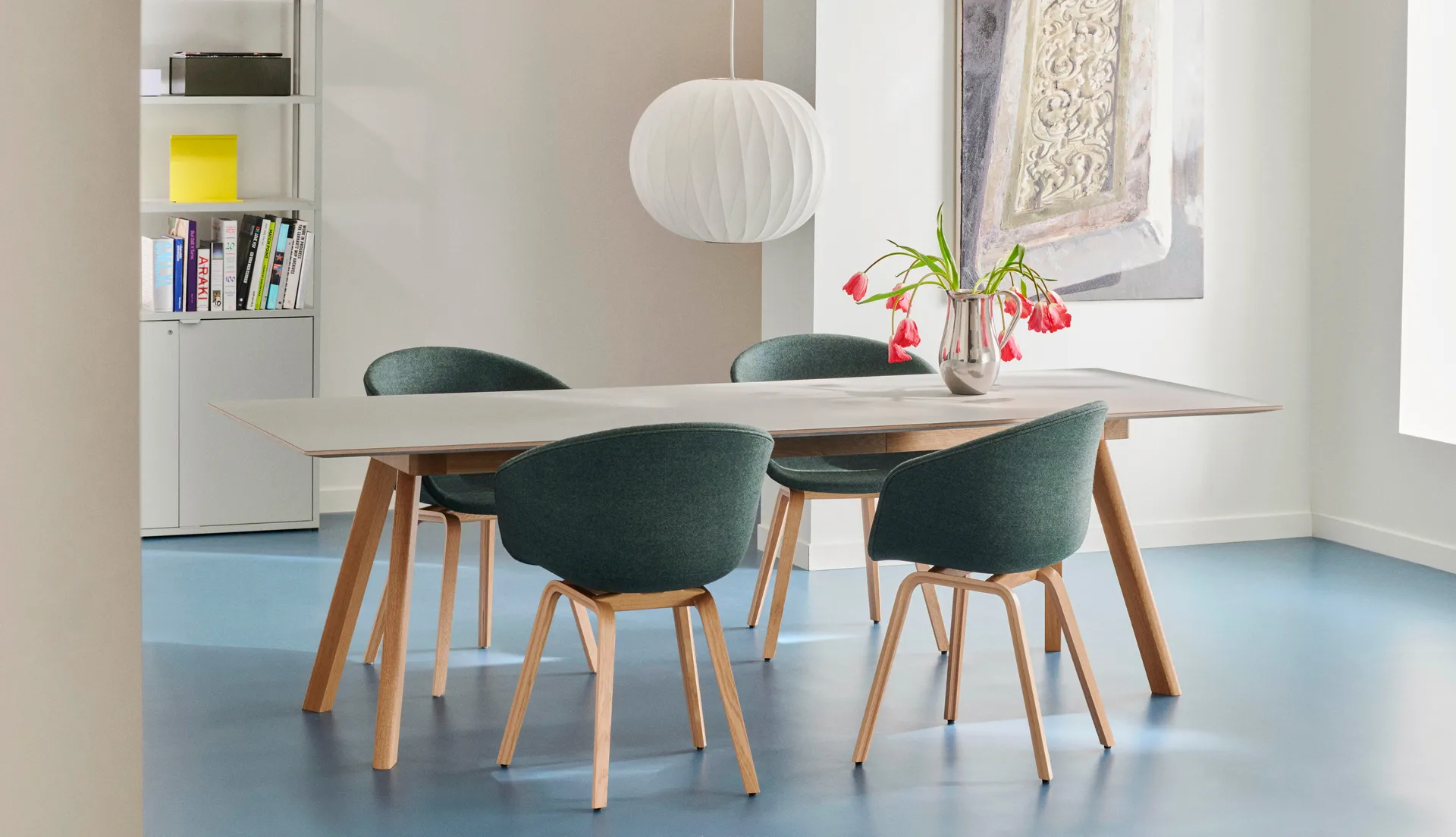 CPH30 2.0 eettafel 90x250 cm, Grey linoleum-gelakt eiken HAY