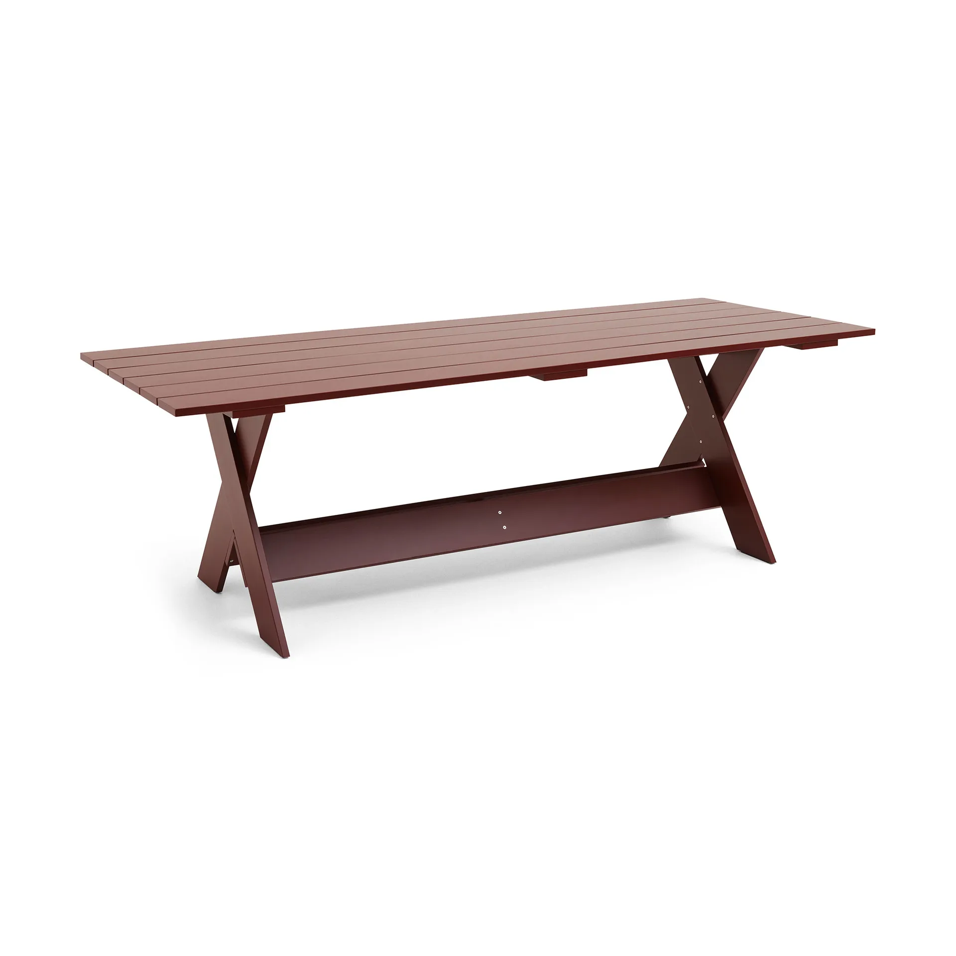 Crate Dining Table tafel 230x89,5 cm gelakt sparrenhout, Iron red HAY