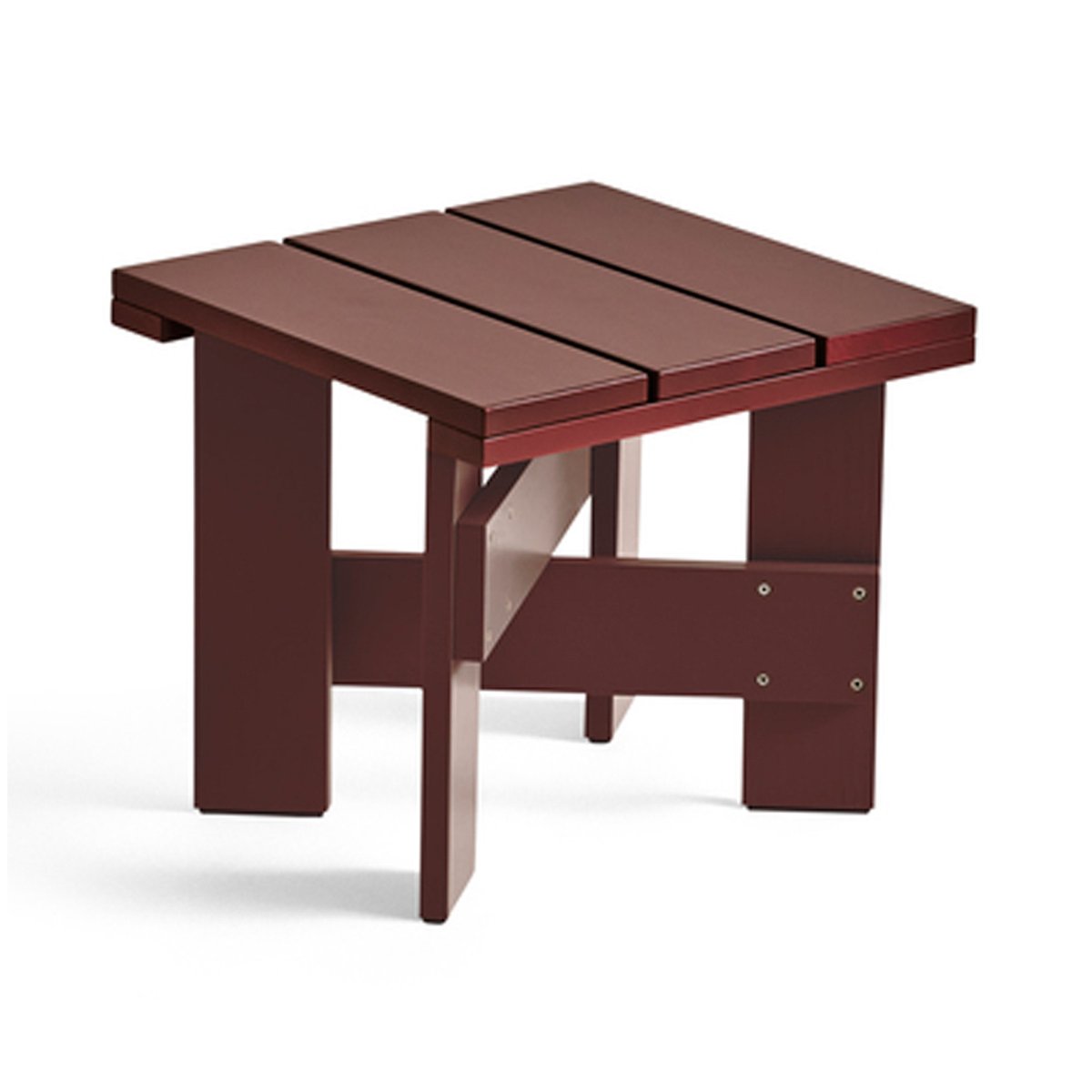 HAY Crate Low Table tafel 45x45x40 cm gelakt sparrenhout Iron red