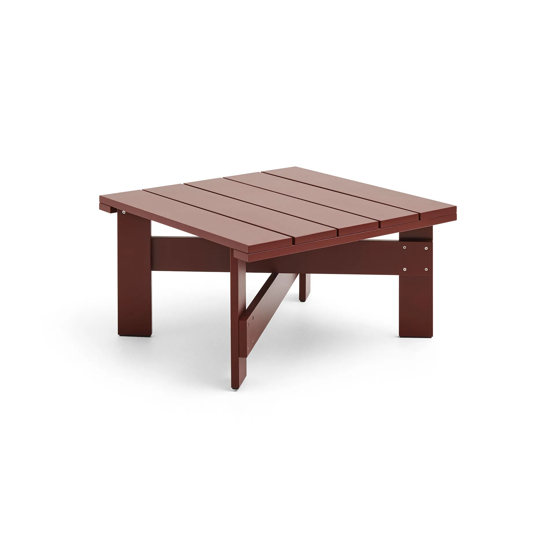 Crate Low table tafel 75,5x75,5 cm gelakt sparrenhout, iron red HAY