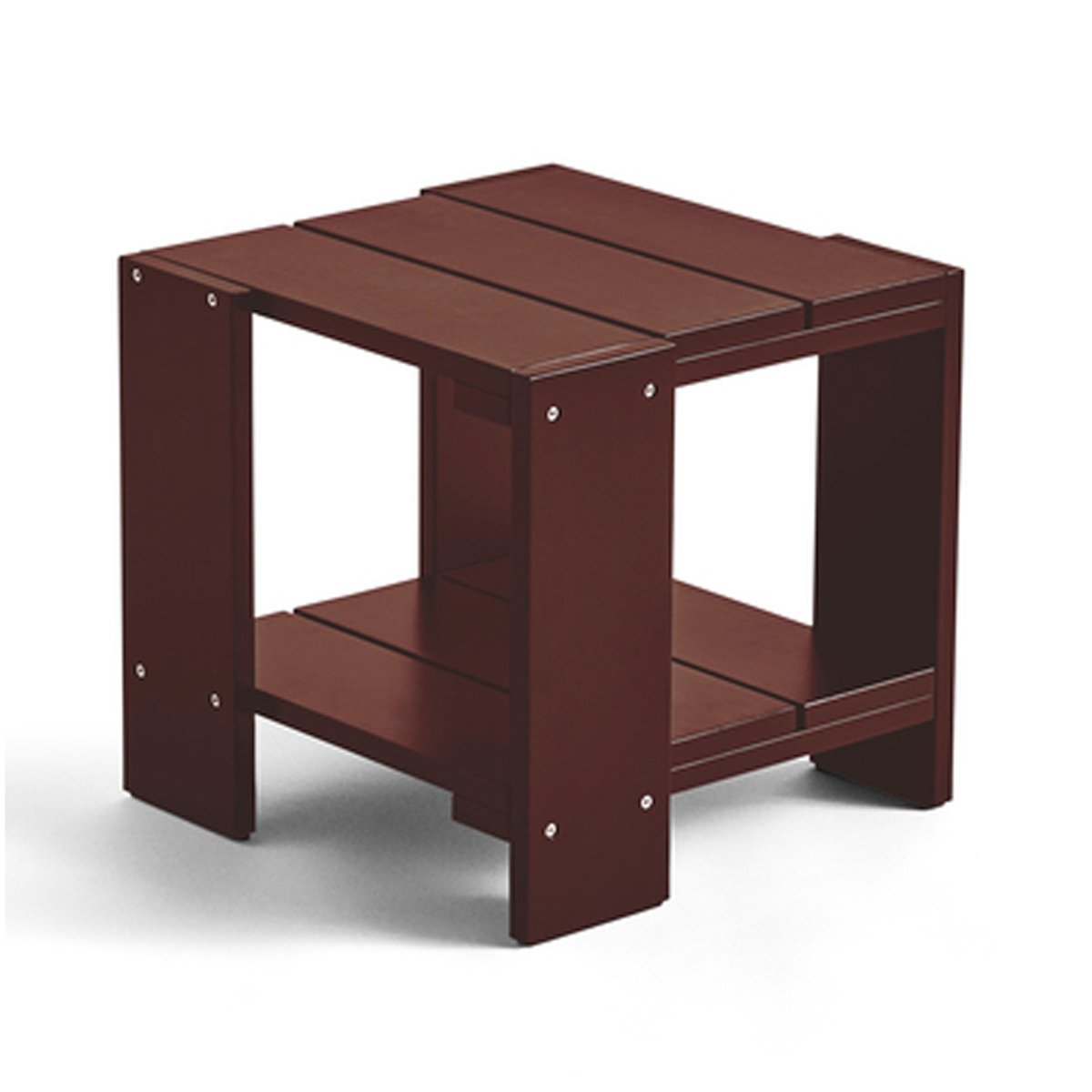 HAY Crate Side Table tafel 49,5x49,5x45 cm gelakt sparrenhout Iron red