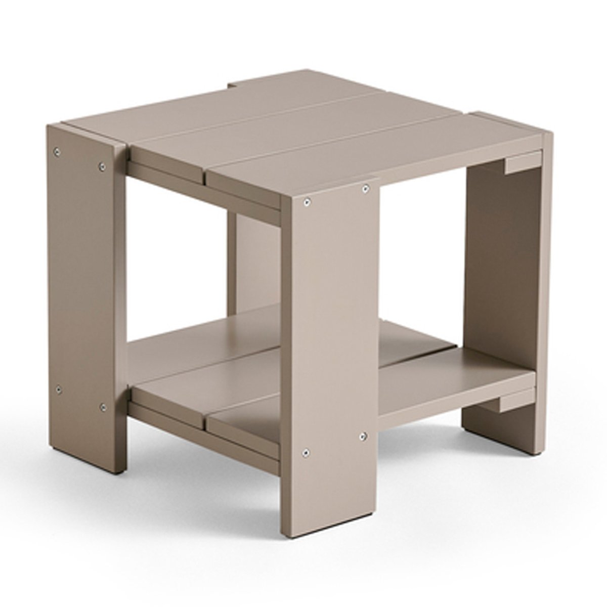 HAY Crate Side Table tafel 49,5x49,5x45 cm gelakt sparrenhout London fog