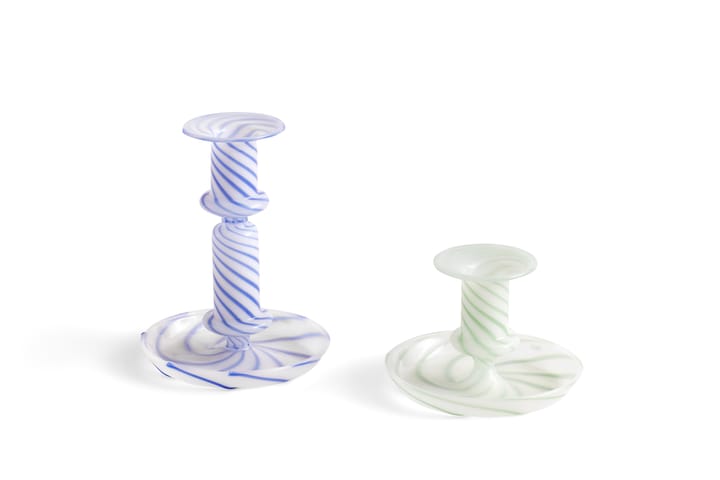 Flare Stripe medium kandelaar, Blauw-wit HAY