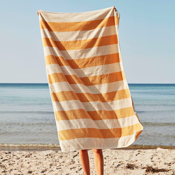 Frotté Stripe badlaken 100x150 cm, Warm yellow HAY
