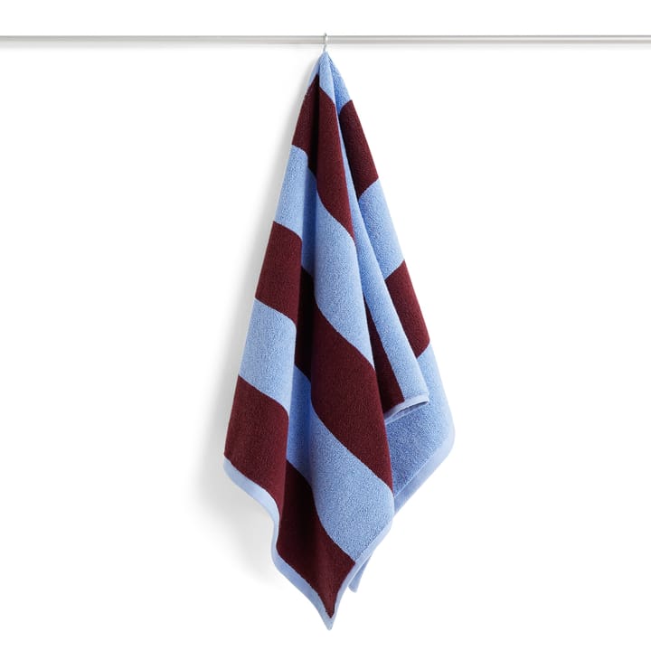 Frotté Stripe handdoek 50x100 cm - Bordeaux-Sky blue - HAY