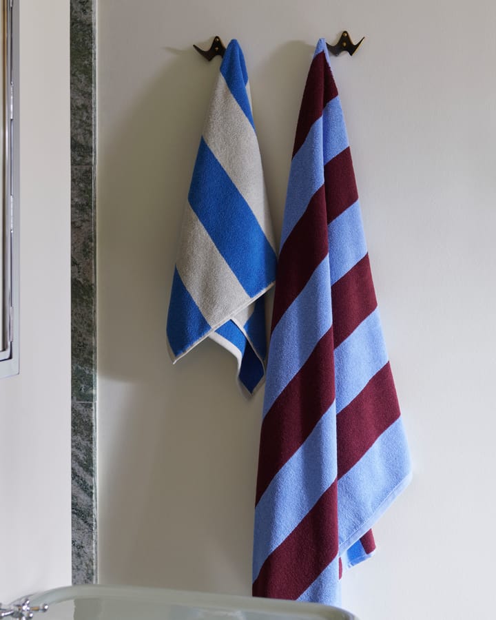 Frotté Stripe handdoek 50x100 cm, Bordeaux-Sky blue HAY