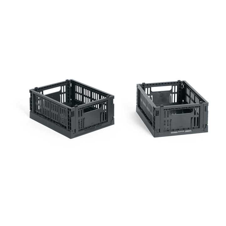 HAY Colour Crate Mini 2-pack 13x17 cm - Charcoal - HAY