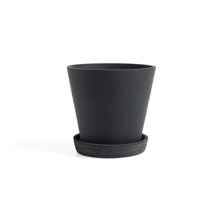 HAY Flowerpot with saucer pot L 17.5 cm - Zwart - HAY