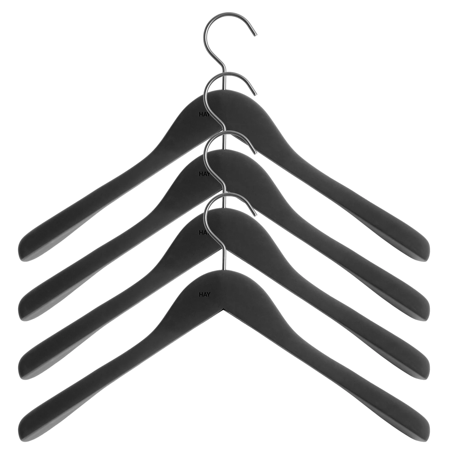 HAY kledinghanger wide 4-pack, Zwart HAY