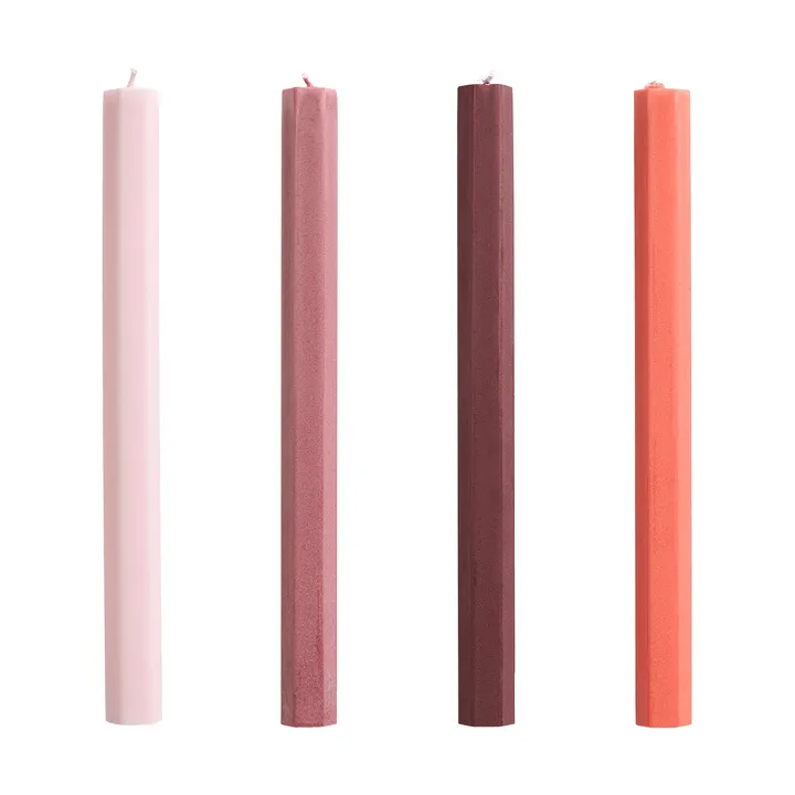 Hexagon Candle kaars mix 4-pack - Berry - HAY