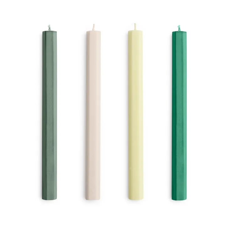 Hexagon Candle kaars mix 4-pack - Greens-whites - HAY