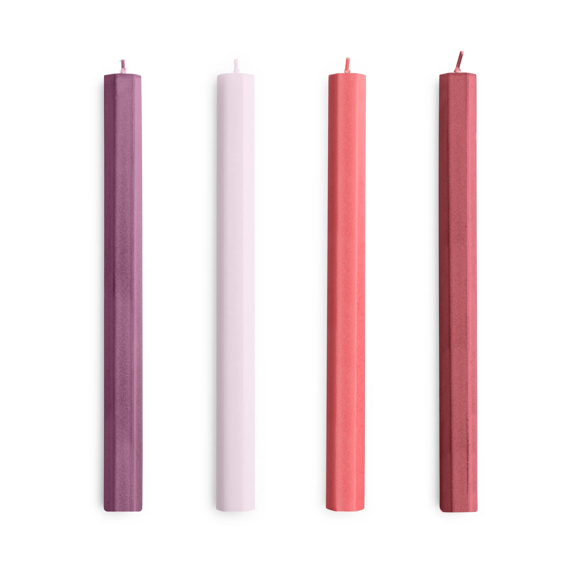 Hexagon Candle kaarsen mix 4-pack, Reds-bordeaux HAY