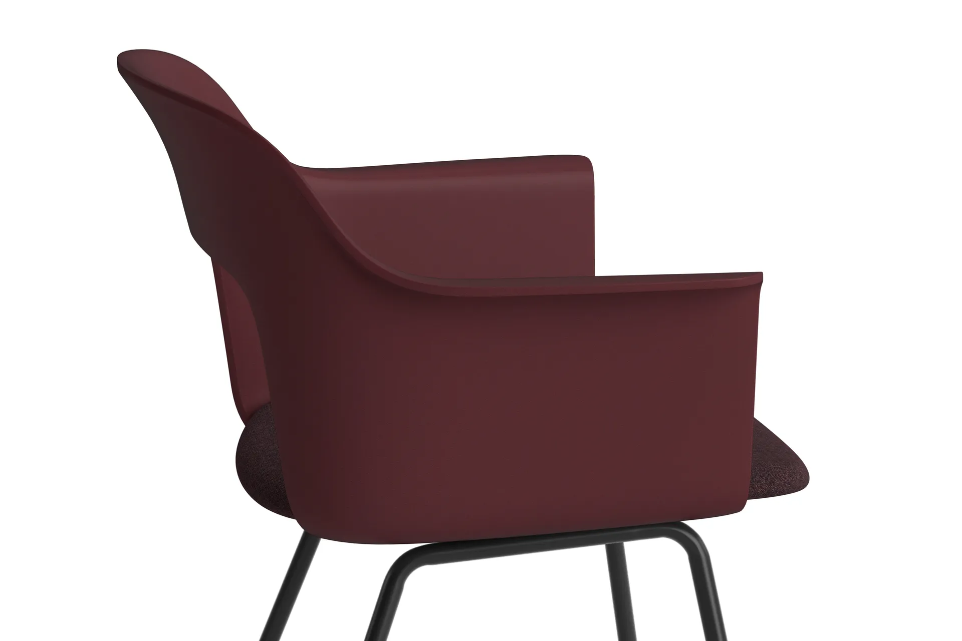 Layout fauteuil 213 armstoel, Remix 373-bordeaux-zwartgelakt staal HAY