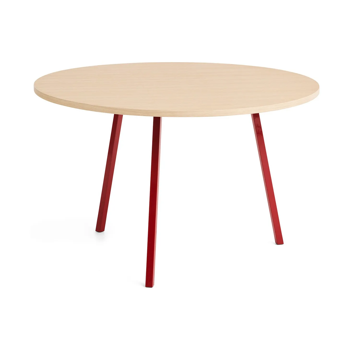 Loop Stand eettafel Ø120 cm, Maroon red-clear lacq. oak HAY