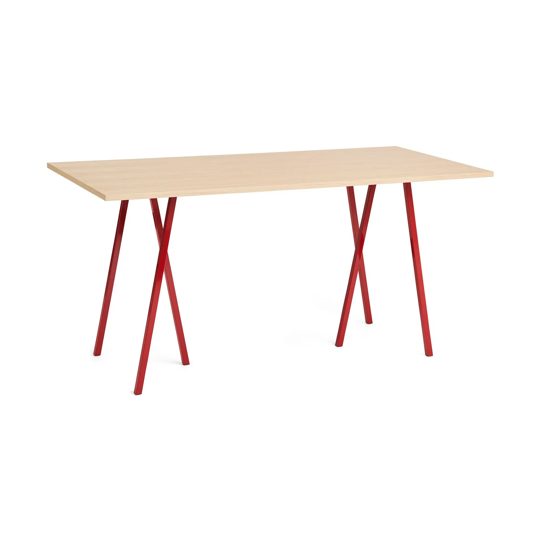 Loop Stand eettafel 92,5x200 cm, Maroon red-clear lacq. oak HAY