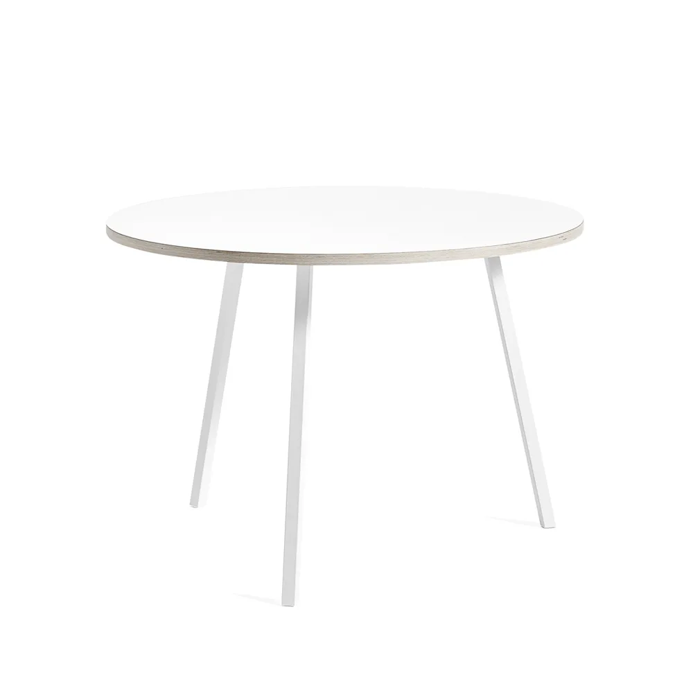 Loop Stand eettafel rond, White laminate-white, Ø105 cm HAY