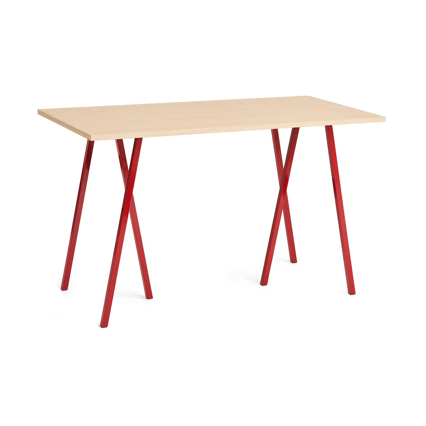 Loop Stand incl. support eettafel 77,5x160 cm, Maroon red-clear lacq. oak HAY