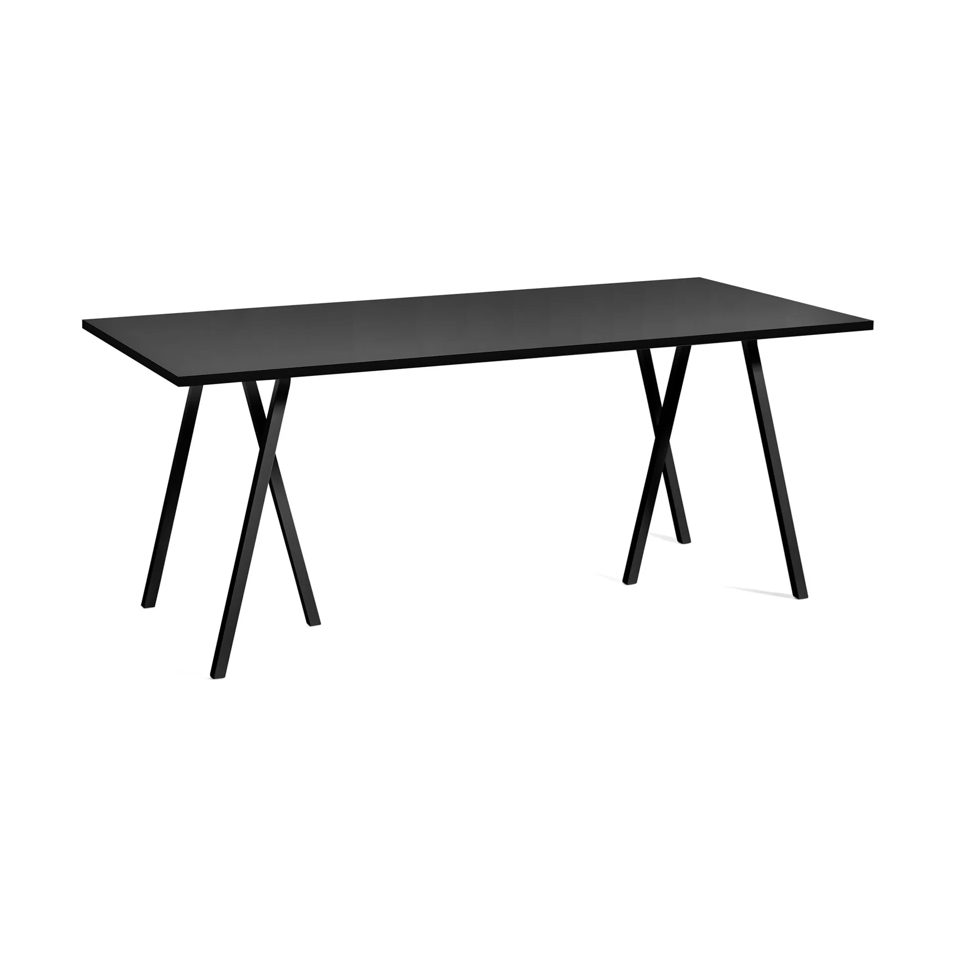 Loop Stand incl. support eettafel 87,5x180 cm, Black-black linoleum-lacq. ash HAY