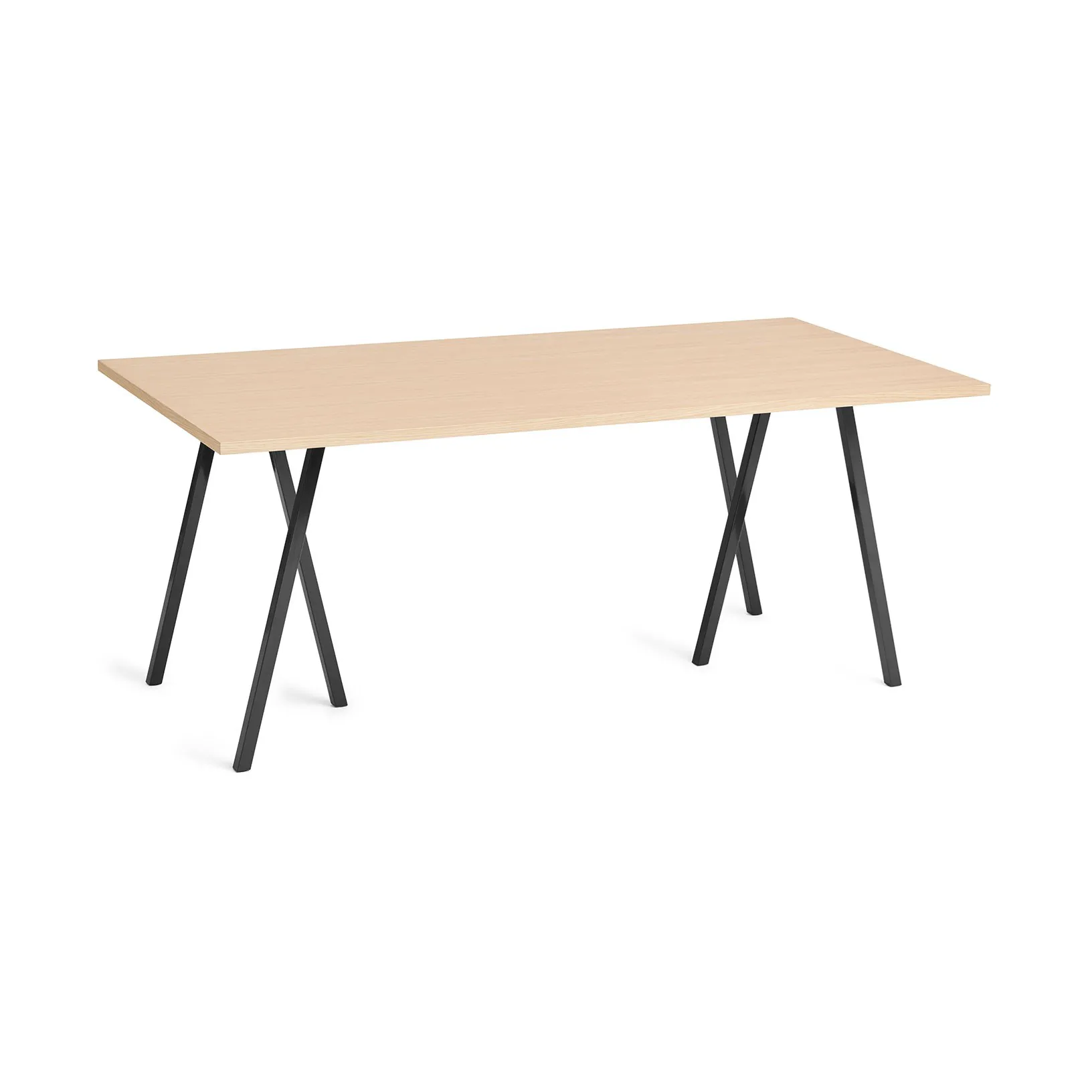 Loop Stand incl. support eettafel 87,5x180 cm, Black-clear lacq. oak HAY