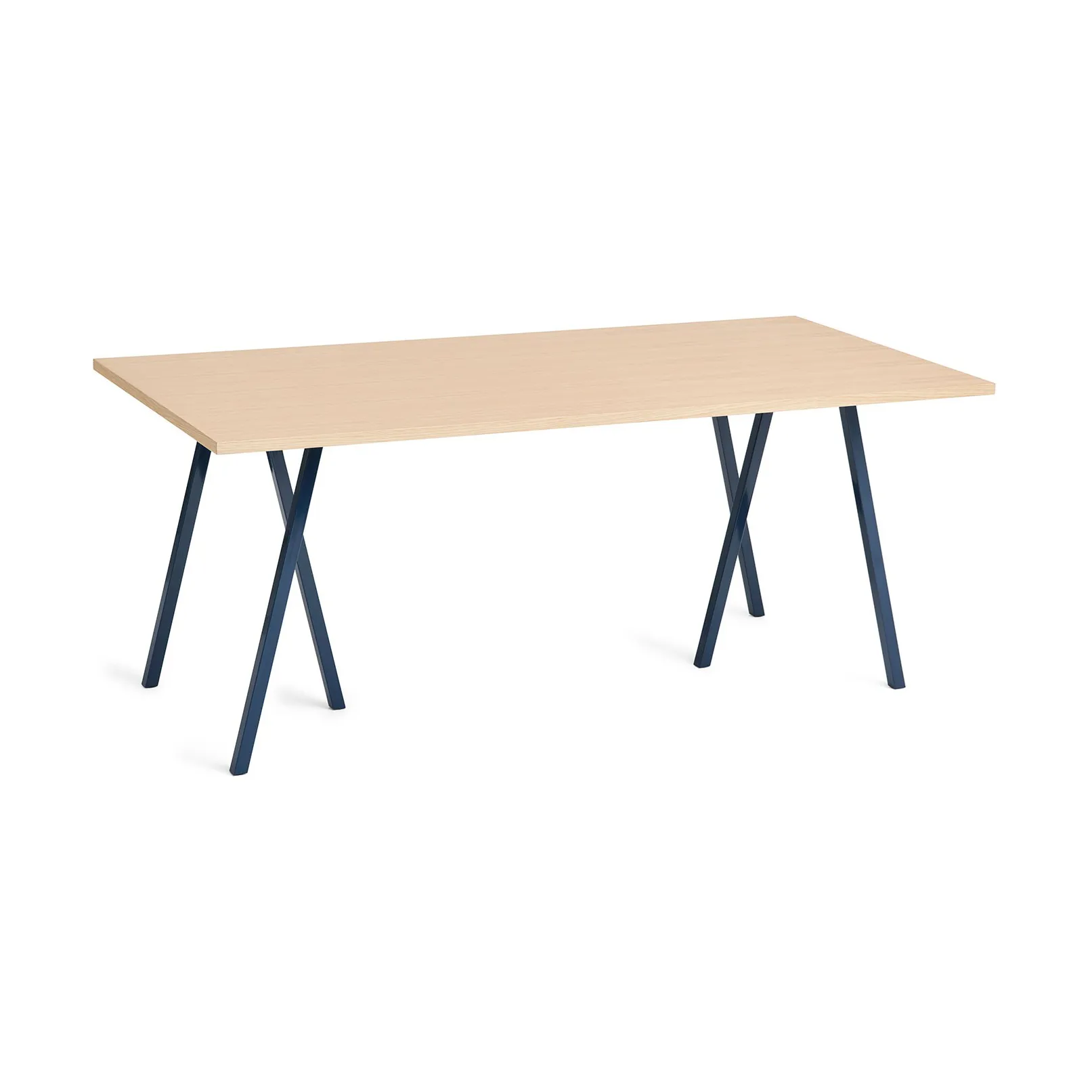 Loop Stand incl. support eettafel 87,5x180 cm, Deep blue-clear lacq. oak HAY