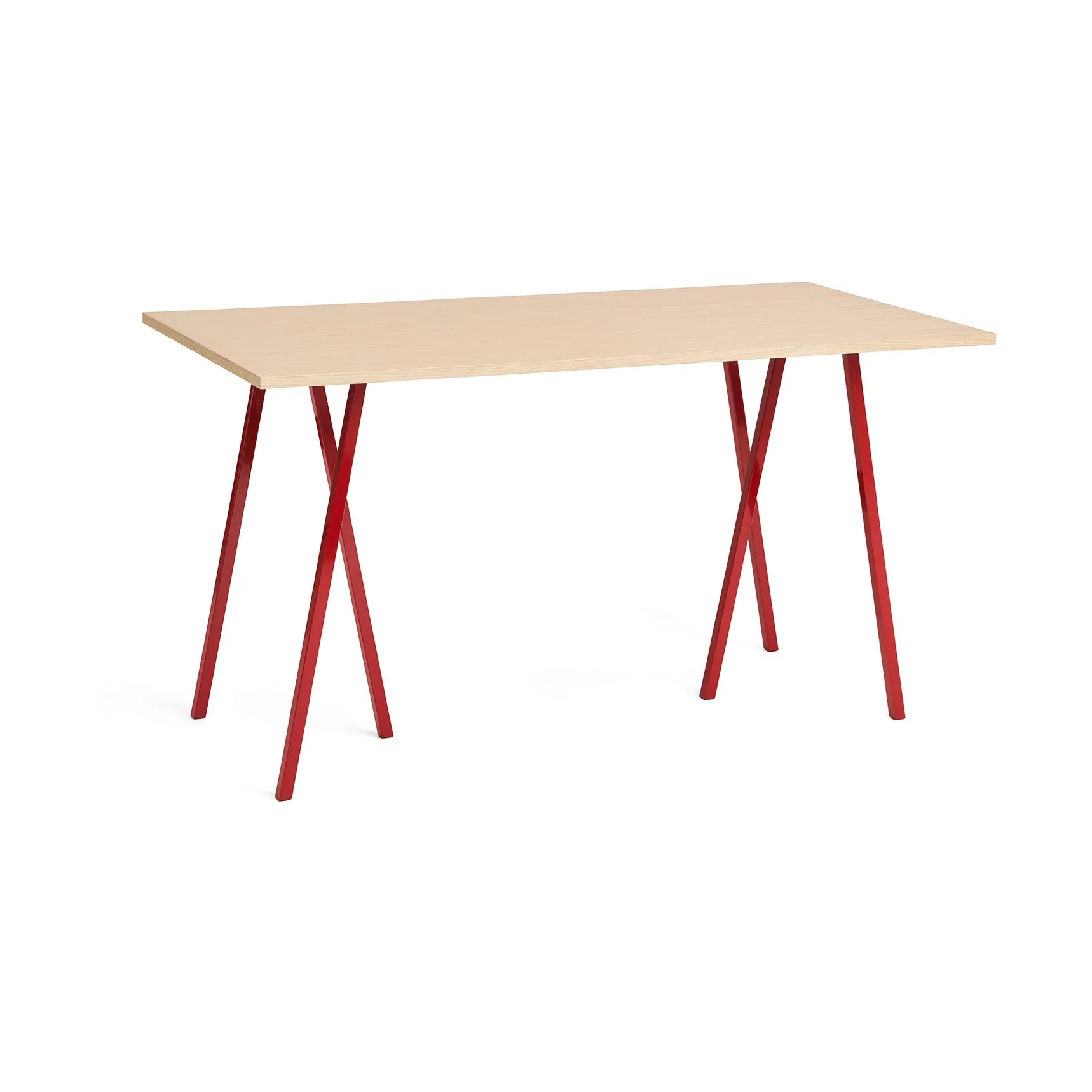 Loop Stand incl. support eettafel 87,5x180 cm, Maroon red-clear lacq. oak HAY