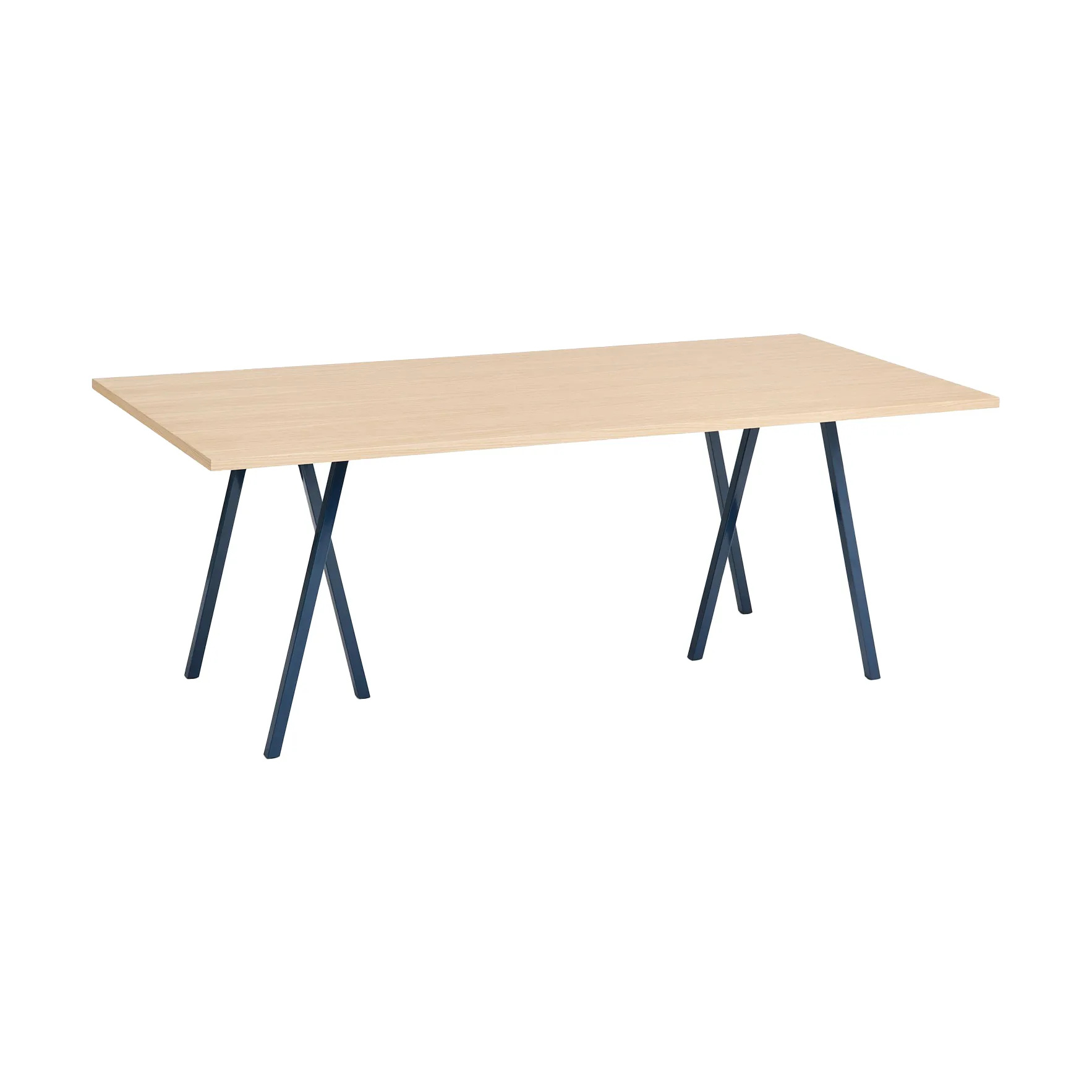 Loop Stand incl. support eettafel 92,5x200 cm, Deep blue-clear lacq. oak HAY