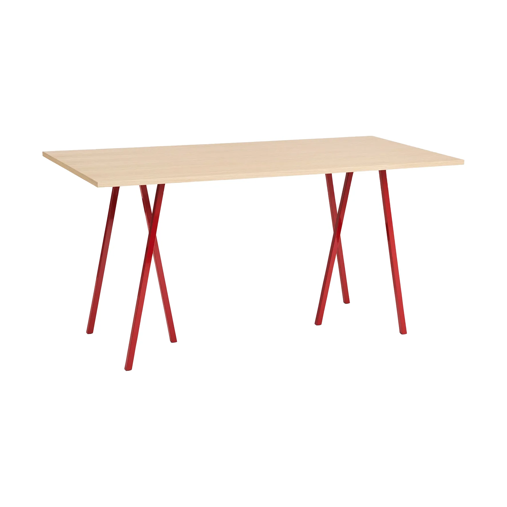 Loop Stand incl. support eettafel 92,5x200 cm, Maroon red-clear lacq. oak HAY