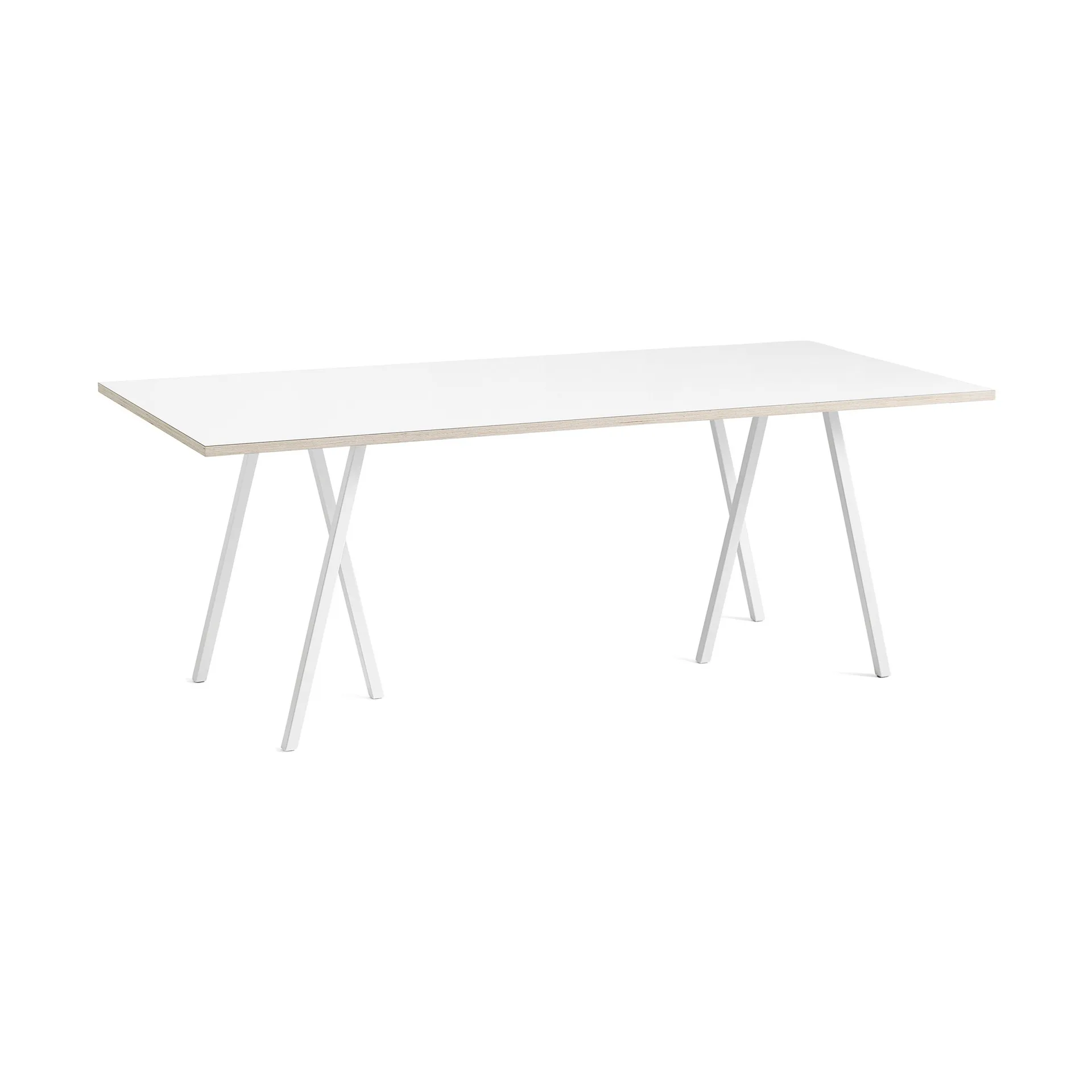 Loop Stand incl. support eettafel 92,5x200 cm, White-white laminate-plywood HAY