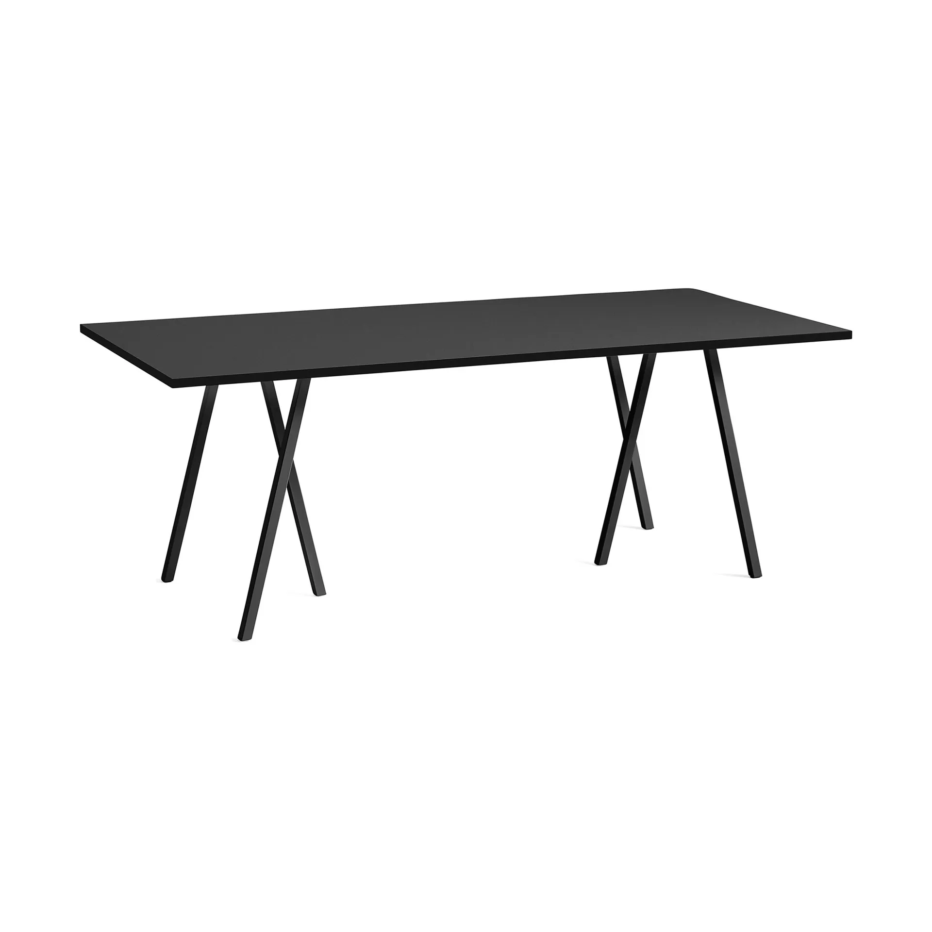 Loop Stand incl. support eettafel 92,5x250 cm, Black-black linoleum-black ash HAY