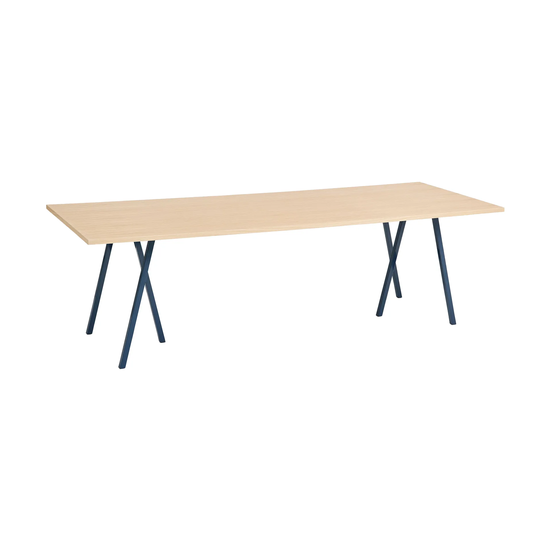 Loop Stand incl. support eettafel 92,5x250 cm, Deep blue-clear lacq. oak HAY