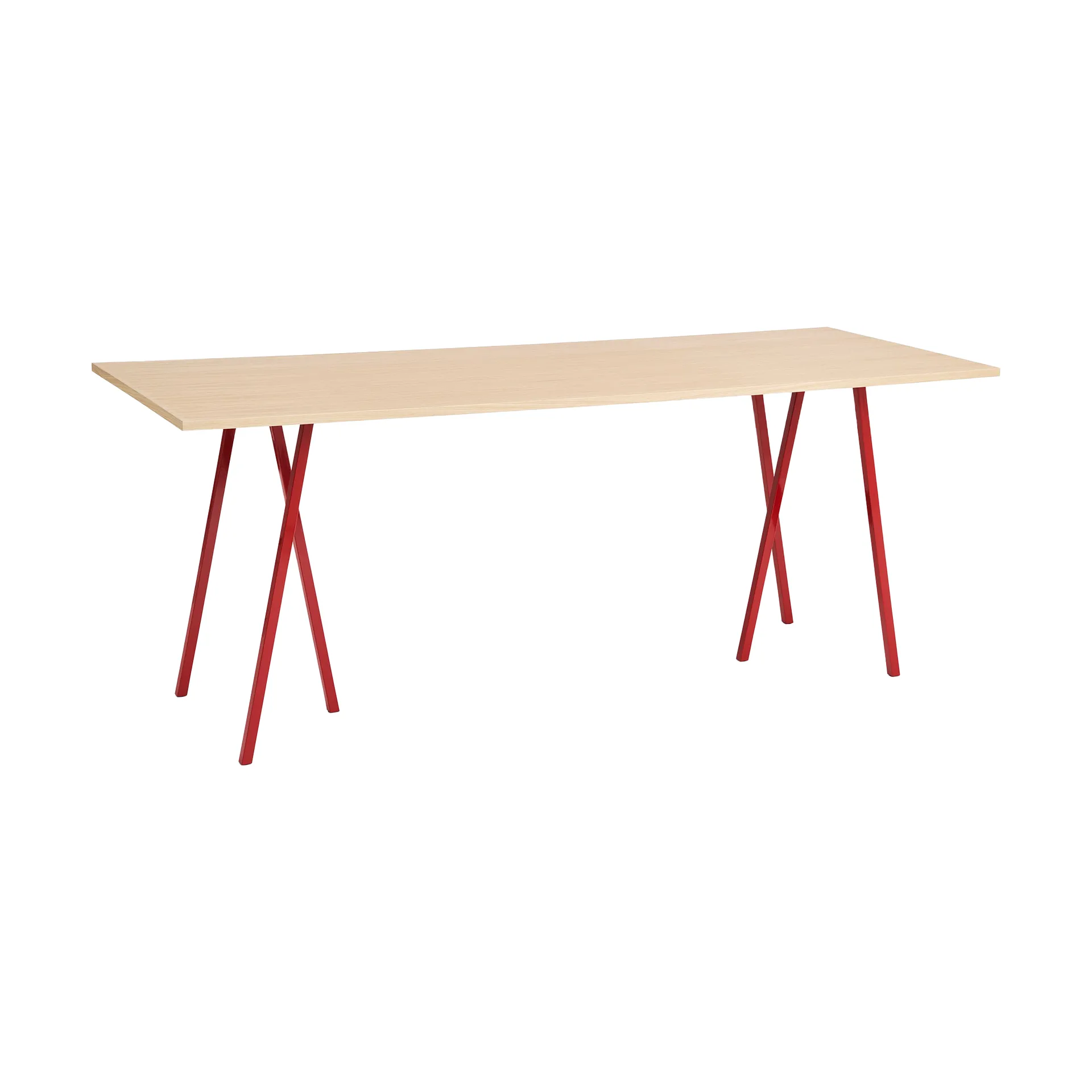 Loop Stand incl. support eettafel 92,5x250 cm, Maroon red-clear lacq. oak HAY