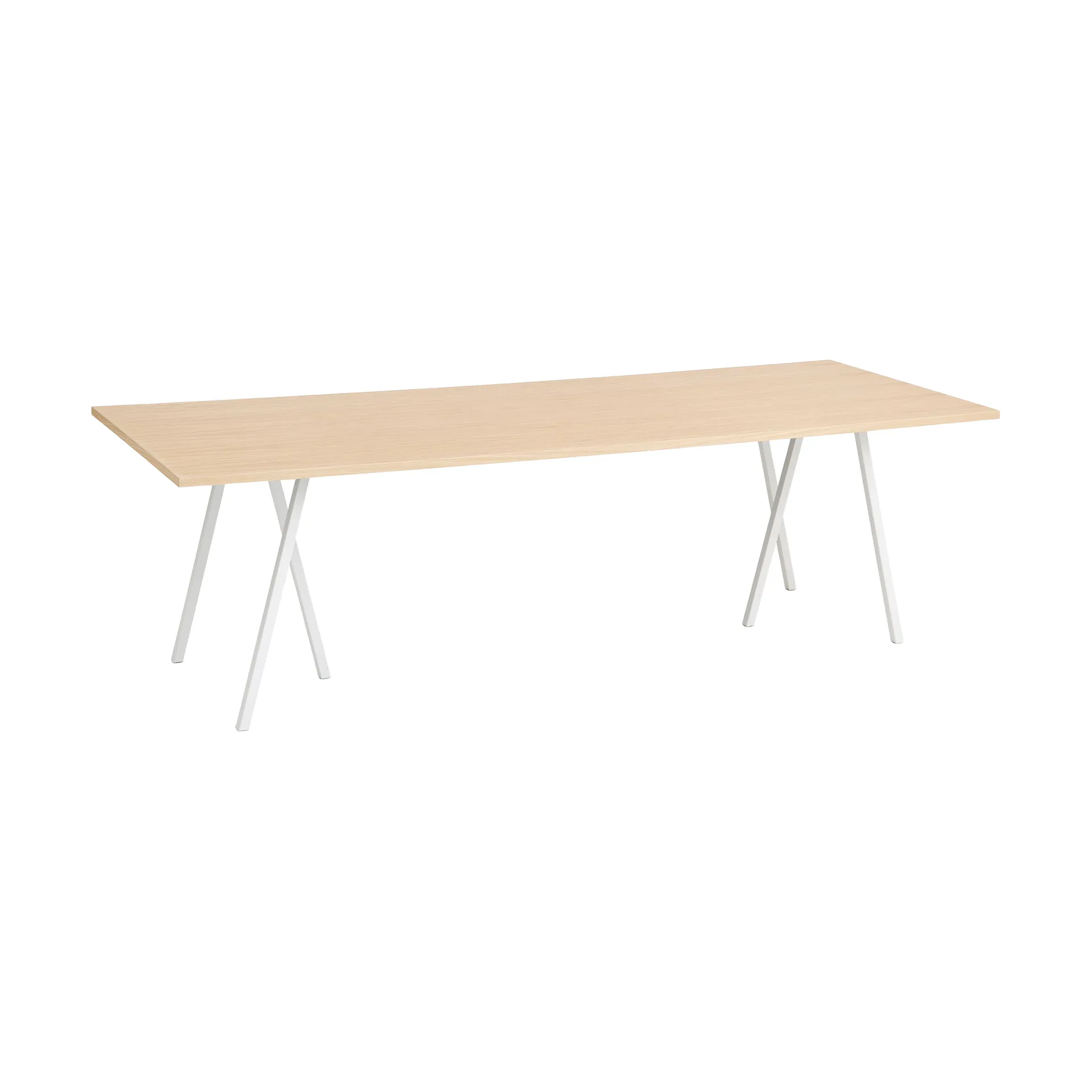 Loop Stand incl. support eettafel 92,5x250 cm, White-clear lacq. oak HAY