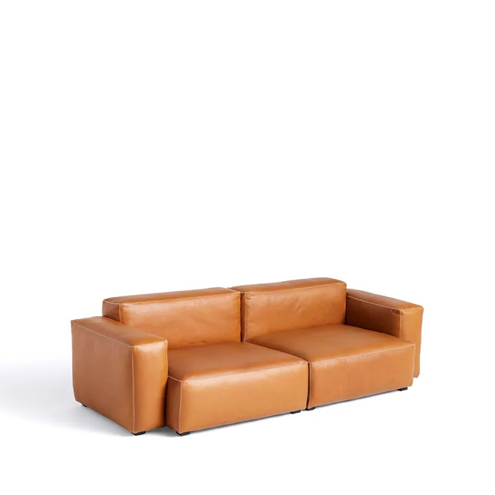 Mags 2,5-zits COMB bank - Sense cognac – lichtgrijze stiknaad - HAY