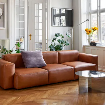 Mags 2,5-zits COMB bank - Sense cognac – lichtgrijze stiknaad - HAY