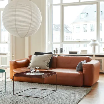 Mags Soft Low 3-zits bank - Sense cognac – lichtgrijze stiknaad - HAY