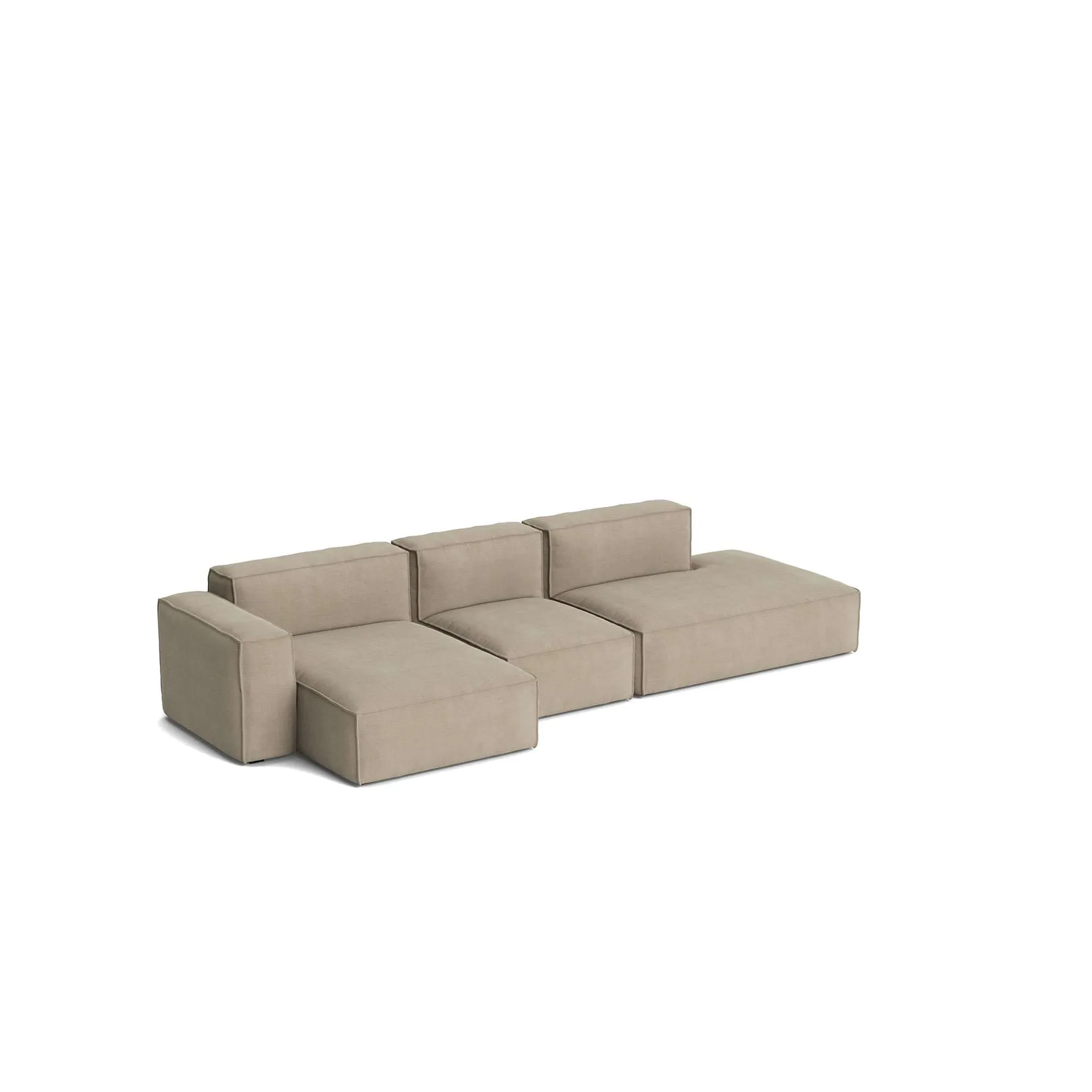 Mags Soft Low Armrest bank 2,5-zits combinatie 3, Linara beige, linksgeplaatst, afneembare bekleding HAY