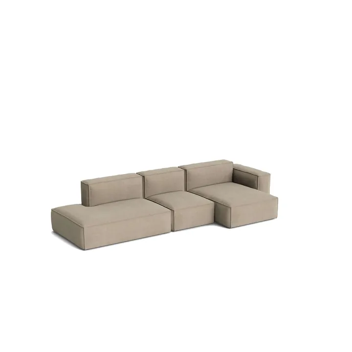 Mags Soft Low Armrest bank 2,5-zits combinatie 3 - Linara beige, rechtsgeplaatst, afneembare bekleding - HAY