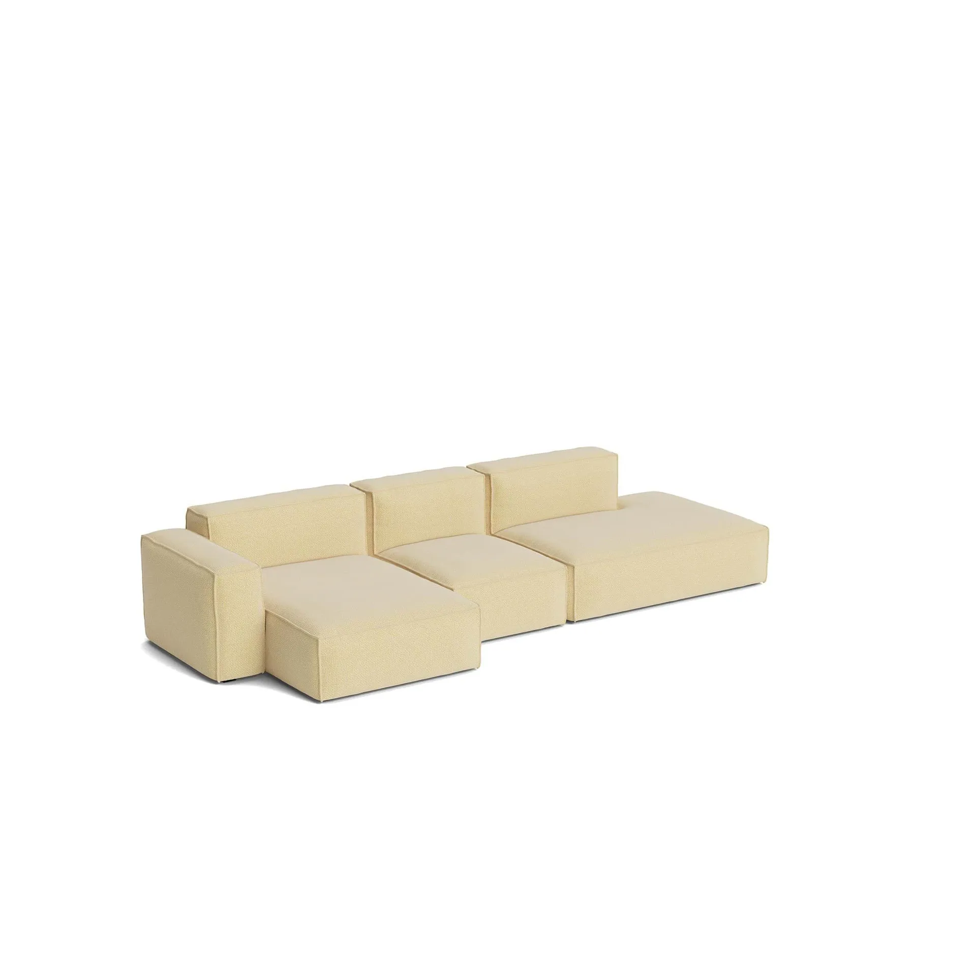 Mags Soft Low Armrest bank 2,5-zits combinatie 3, Tartaglia Ocre white, linksgeplaatst, afneembare bekleding HAY