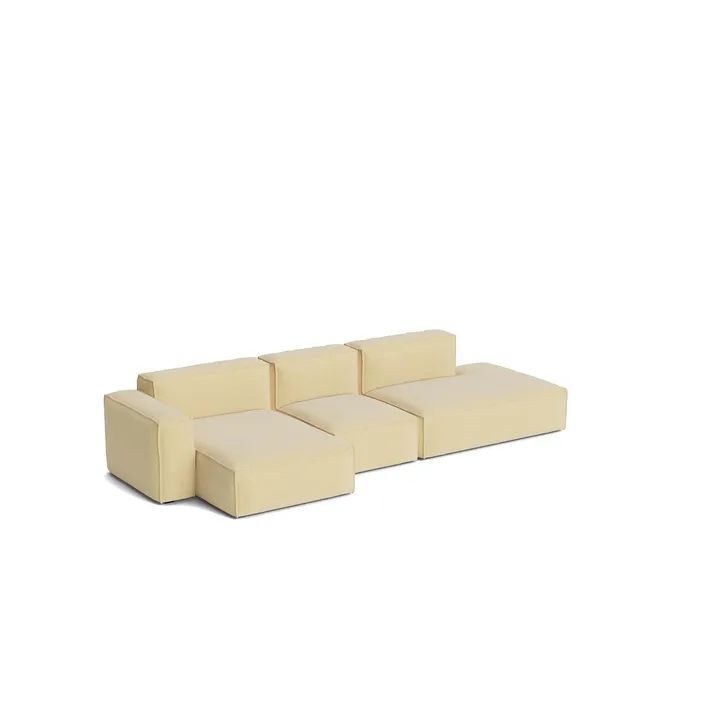 Mags Soft Low Armrest bank 2,5-zits combinatie 3 - Tartaglia Ocre white, linksgeplaatst, afneembare bekleding - HAY