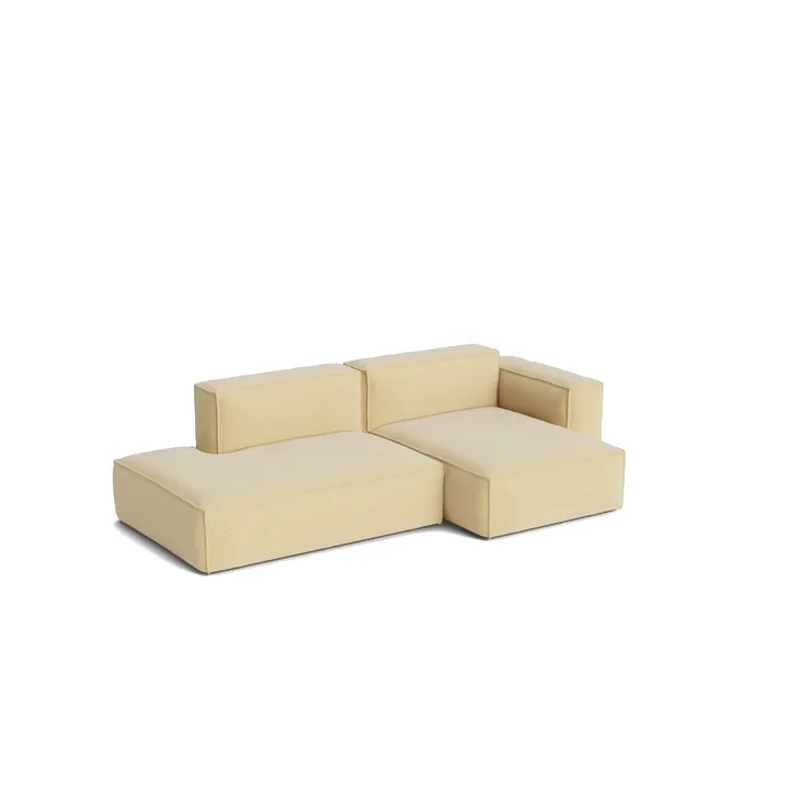 Mags Soft Low Armrest bank 2,5-zits combinatie 3 - Tartaglia Ocre white, rechtsgeoriënteerd, afneembare bekleding - HAY