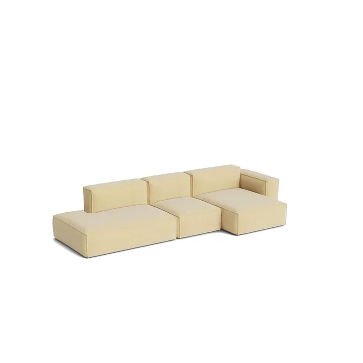 Mags Soft Low Armrest bank 2,5-zits combinatie 3 - Tartaglia Ocre white, rechtsgeoriënteerd, afneembare bekleding - HAY