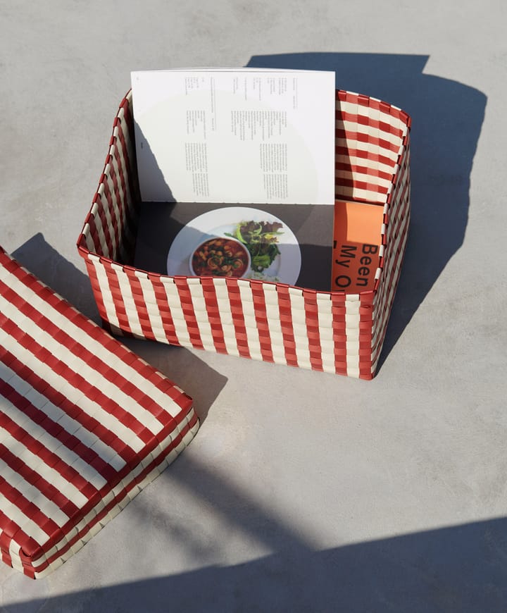 Maxim Stripe Box opbergmand L 26,5x35,5 cm, Rood-zand HAY